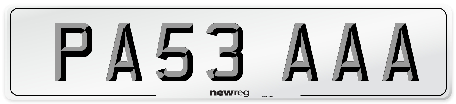 PA53 AAA Number Plate from New Reg